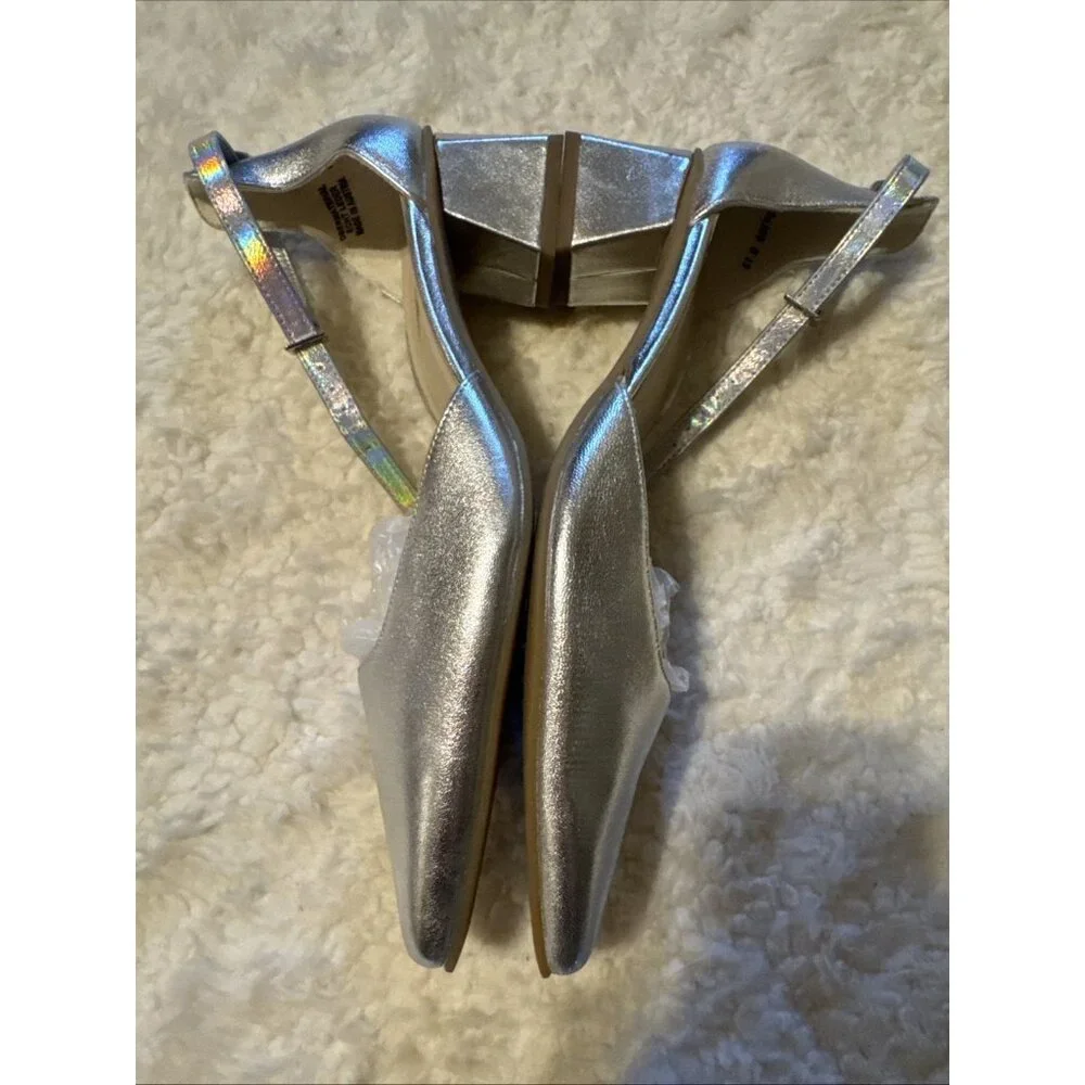 Paul Green Nicki Mary Jane  Heels Shoes Womens Size 6 US 4 UK Silver Leather